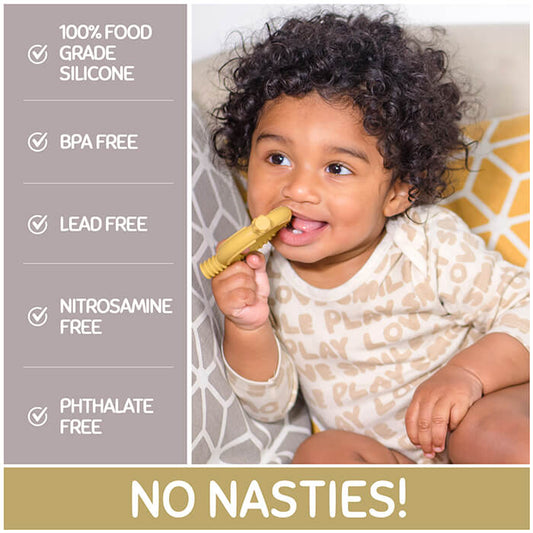 'The Gnaw-some Nibbler' - Baby Teething Ring in Mustard