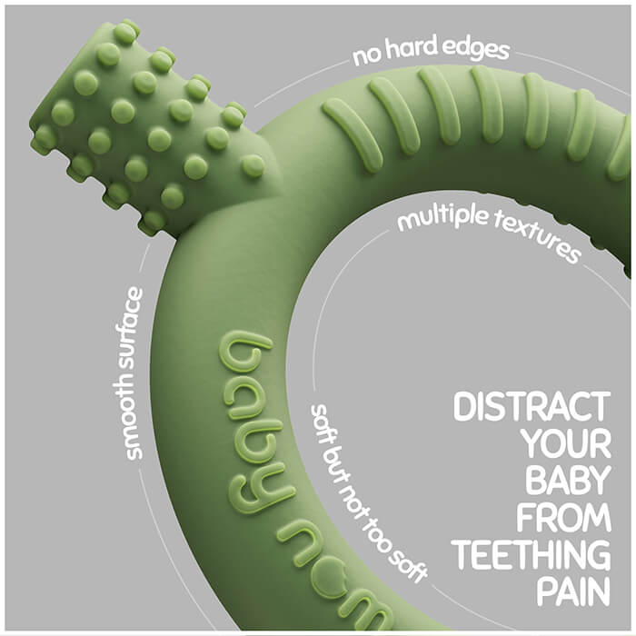 'The Gnaw-some Nibbler' - Baby Teething Ring in Olive